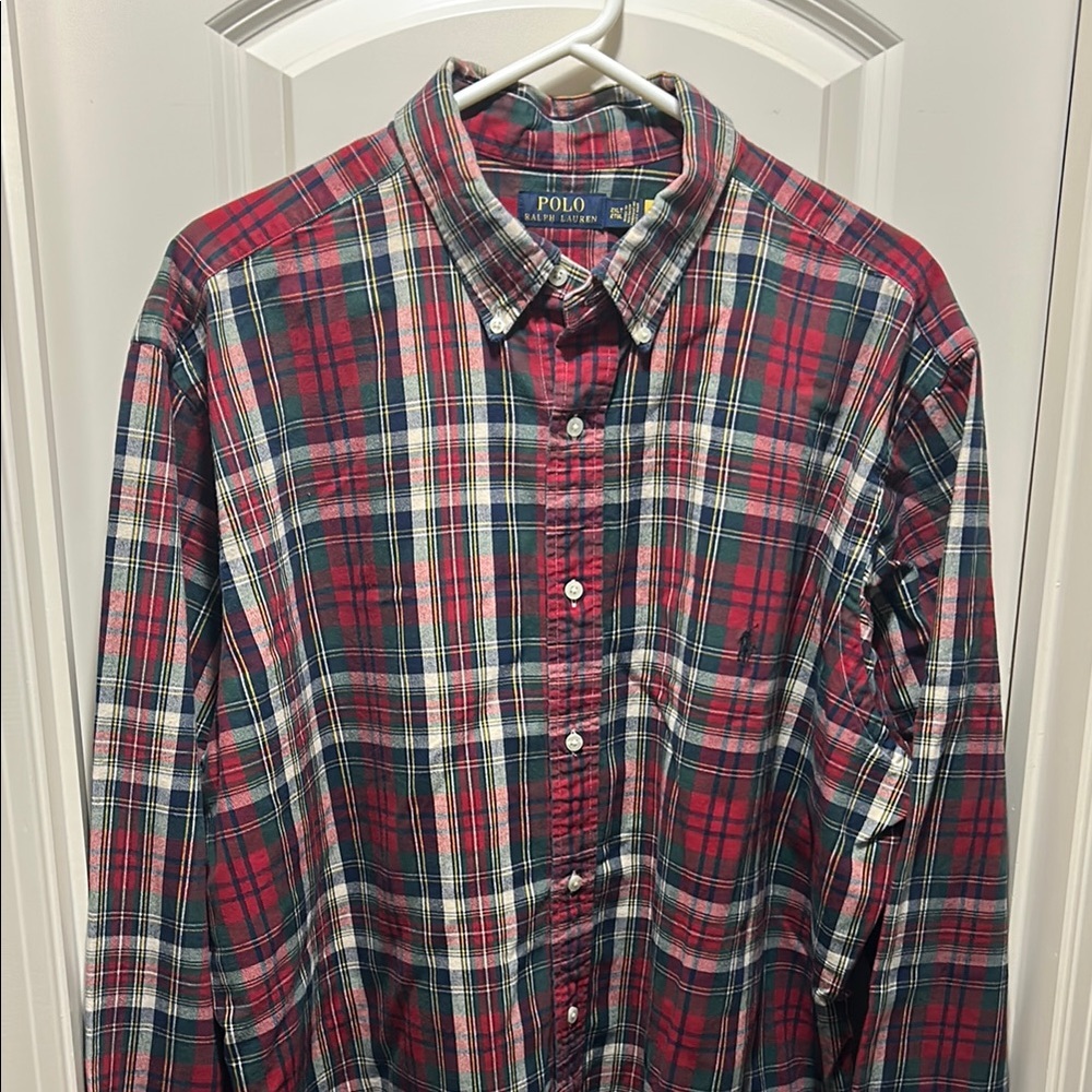 Polo by Ralph Lauren Red and Green Casual Button Down Shirt